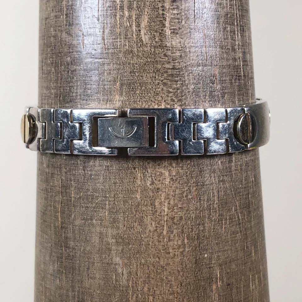 Vtg Ecclissi Women ES-2639 Two Tone Sterling Silver  Quartz 25mm Watch 6 3/4" - Image 4 of 4