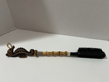Vintage Seahorse Handle Clothes Brush Bamboo Style Made in Japan