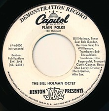 THE BILL HOLMAN OCTET - PLAIN FOLKS / COUSIN JACK - PROMO - 45 Record VG