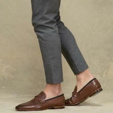 Handmade Mens Brown leather moccasins Loafer shoes, Men casual leather shoes