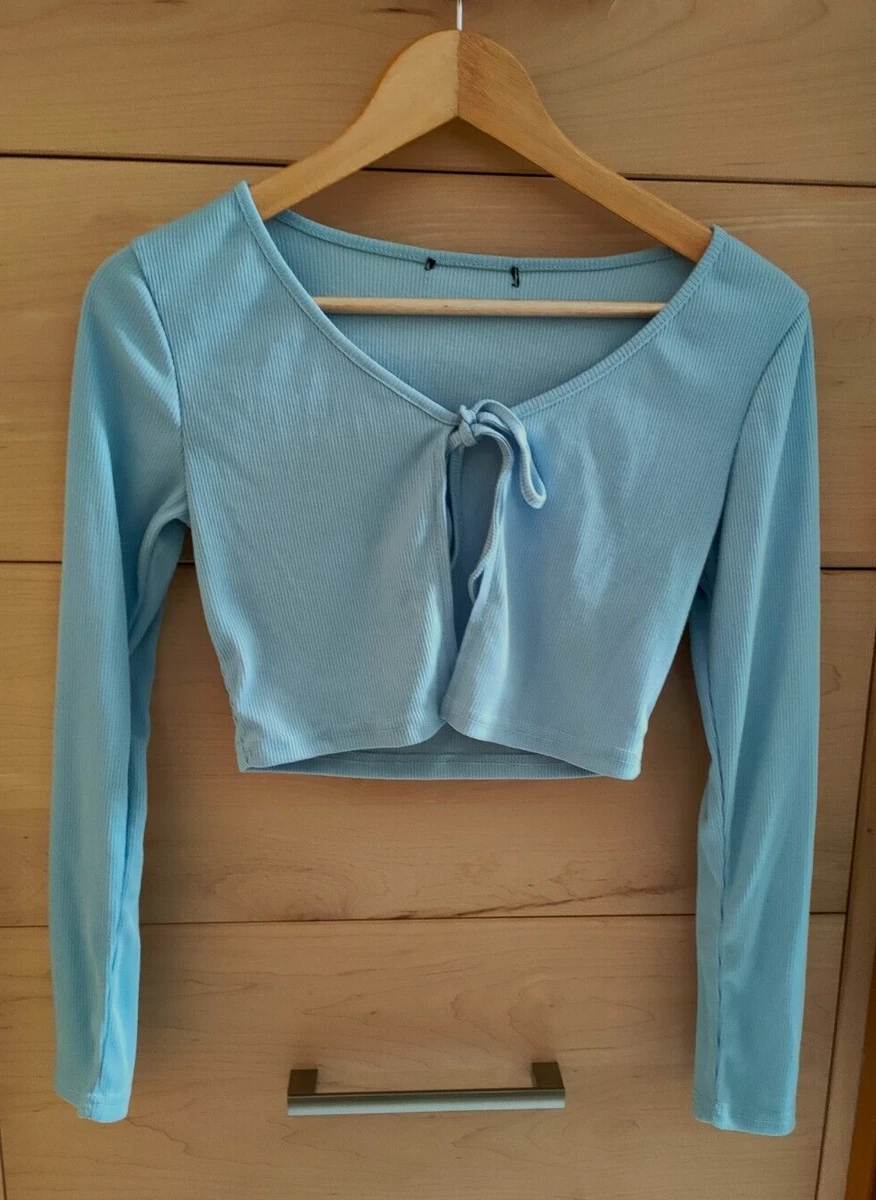 Ladies Girls Pale Blue Long Sleeved Shrug Cardigan Small