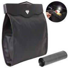 Car Trash Bag Litter Can Garbage Waste Bin Seat Organizer Storage Box With Light