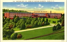 Vintage North Carolina NC Postcard Chatham Blankets MFG CO Elkin Surry County