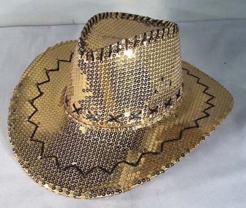 6 SEQUIN GOLD COWBOY HAT party supply 