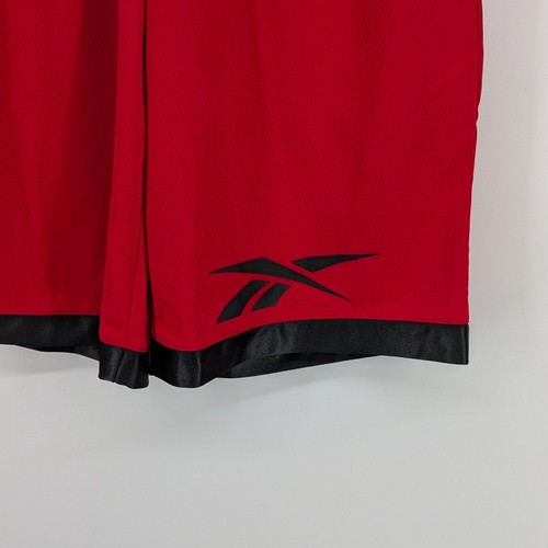Reebok Men's Regular-Fit Logo-Print Mesh Basketball Shorts 11" Red Black Small - Picture 2 of 6