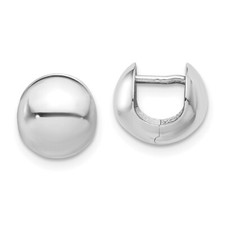 14K White Gold Round Huggie Earrings 2.32g, L- 10.95mm, W- 12.18mm for Mom
