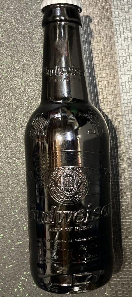 Garrafa publicitária vintage Cleveland Indians grande 15" X 4" vidro pesado Budweiser liga principal de beisebol - Imagem 4 de 4