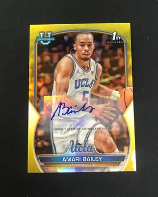 Amari Bailey Bowman University 1st Bowman Autograph Yellow /75 CHARLOTTE HORNETS
