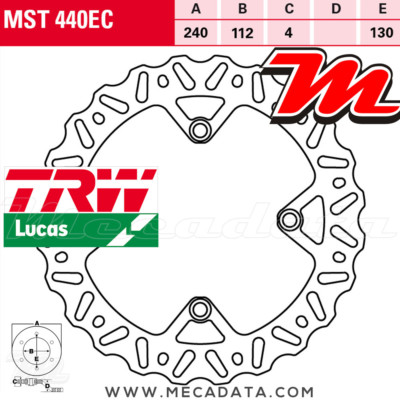 Disque De Frein Arrière TRW Lucas MST 440 EC - Pour Husqvarna WR 125 2012, Neuf Sous Emballage, Garantie 2 Ans