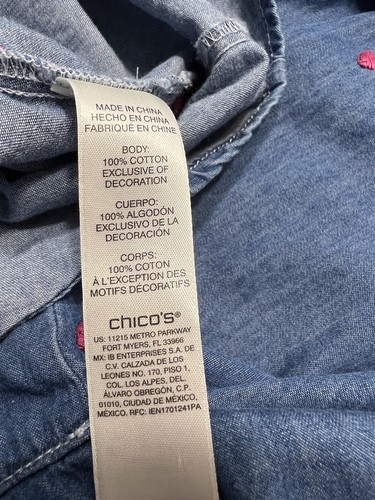 Chico's Lotta Love Shirt Women's Sz 2 Button Front 3/4 Sleeve Cottagecore Hippie - Picture 13 of 13