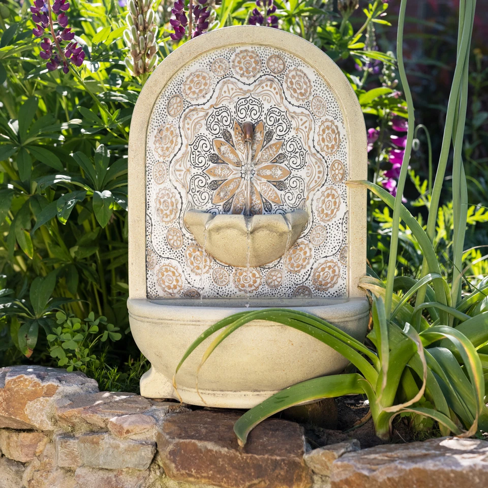 Brunnen rund Wandbrunnen Standbrunnen Außentrafo natur Zierbrunnen H: 54cm - Bild 2 von 3