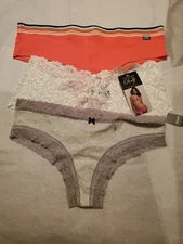 Panties lot of (3 )  1 Pink -Orange 1- Smart Sexy White 1 Aeria Grey L. NWT