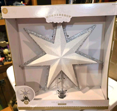 Target Wondershop Twinkling LED Lit Tree Topper Silver White 21 Lights NEW
