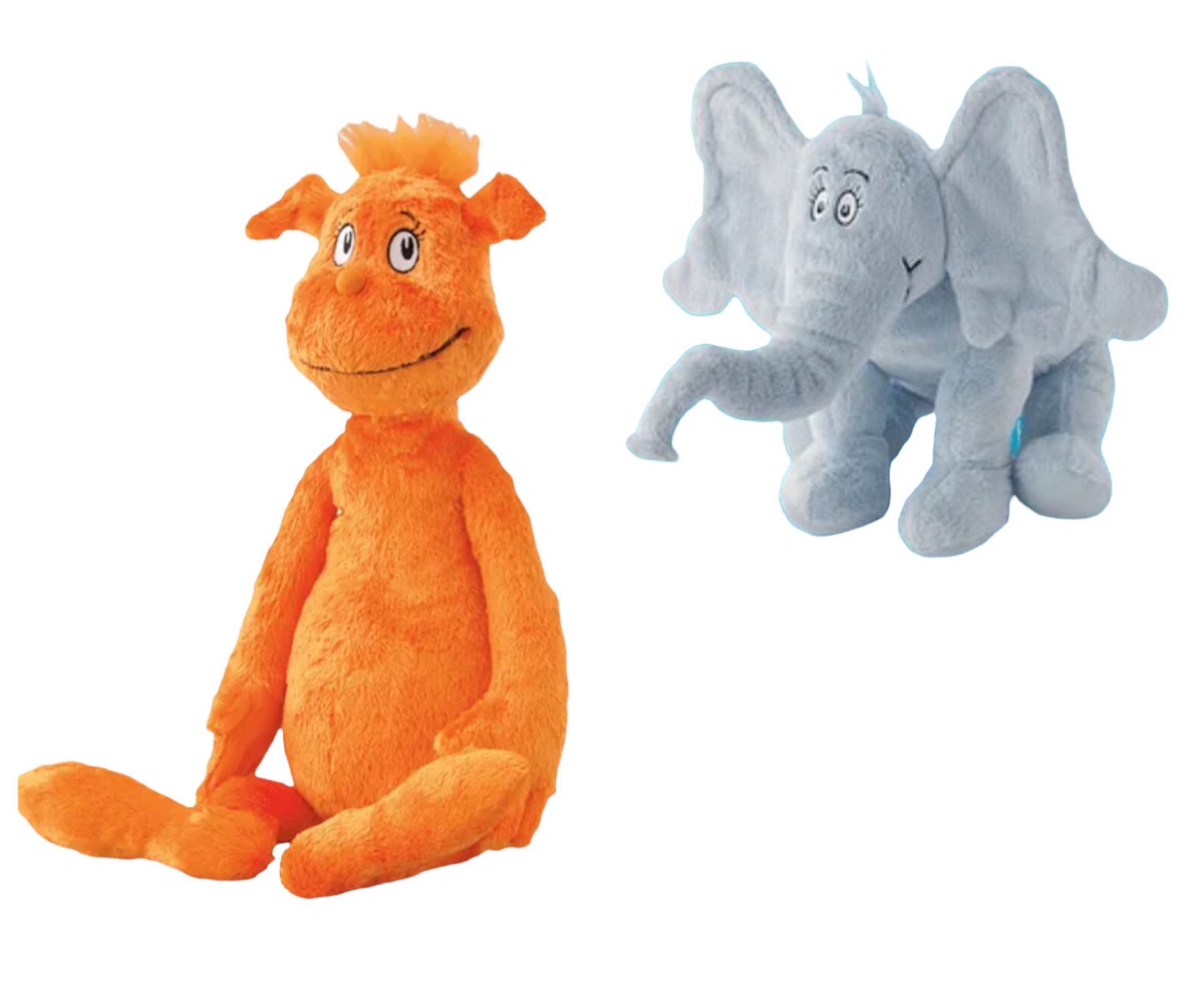 Dr Seuss Foot Book Orange & Horton Hears Who Elephant Plush Set