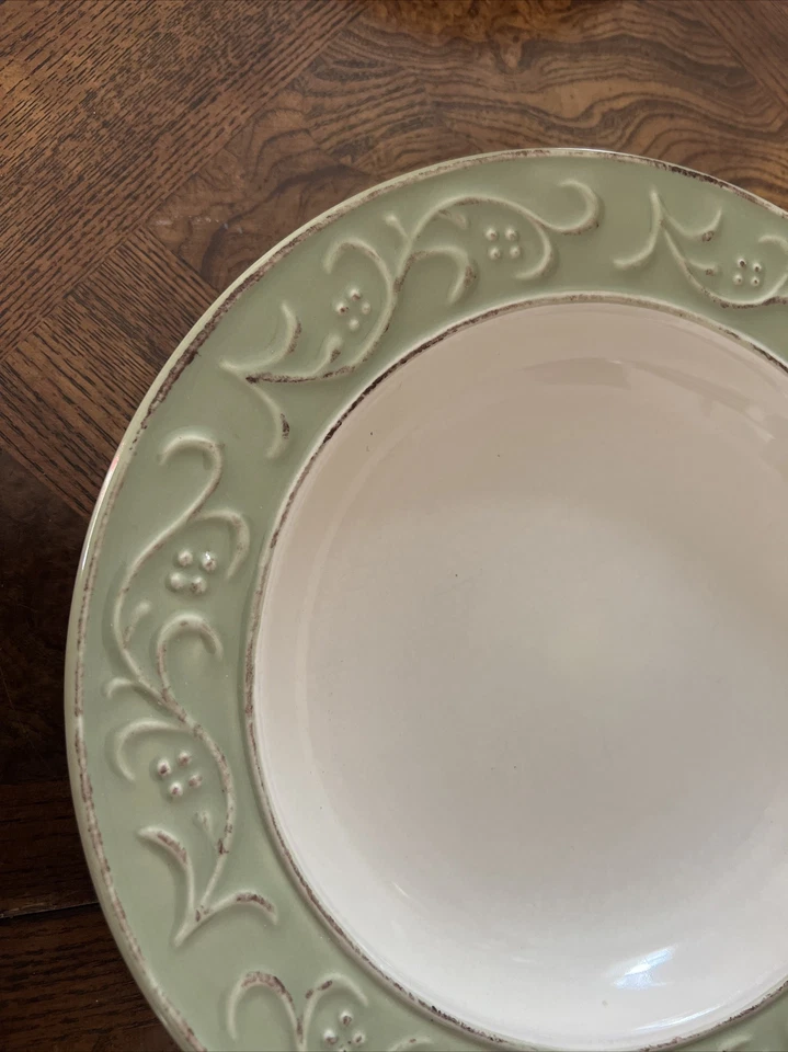 2 tazones de sopa de pasta florales antiguos Pier 1 pasta cereal borde ancho gres 8 7/8" Foto 2 de 4