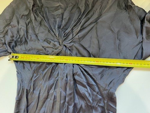 Witchery Twist Front Long Sleeve Silk Top Gunmetal Grey Size 12 - Picture 6 of 10