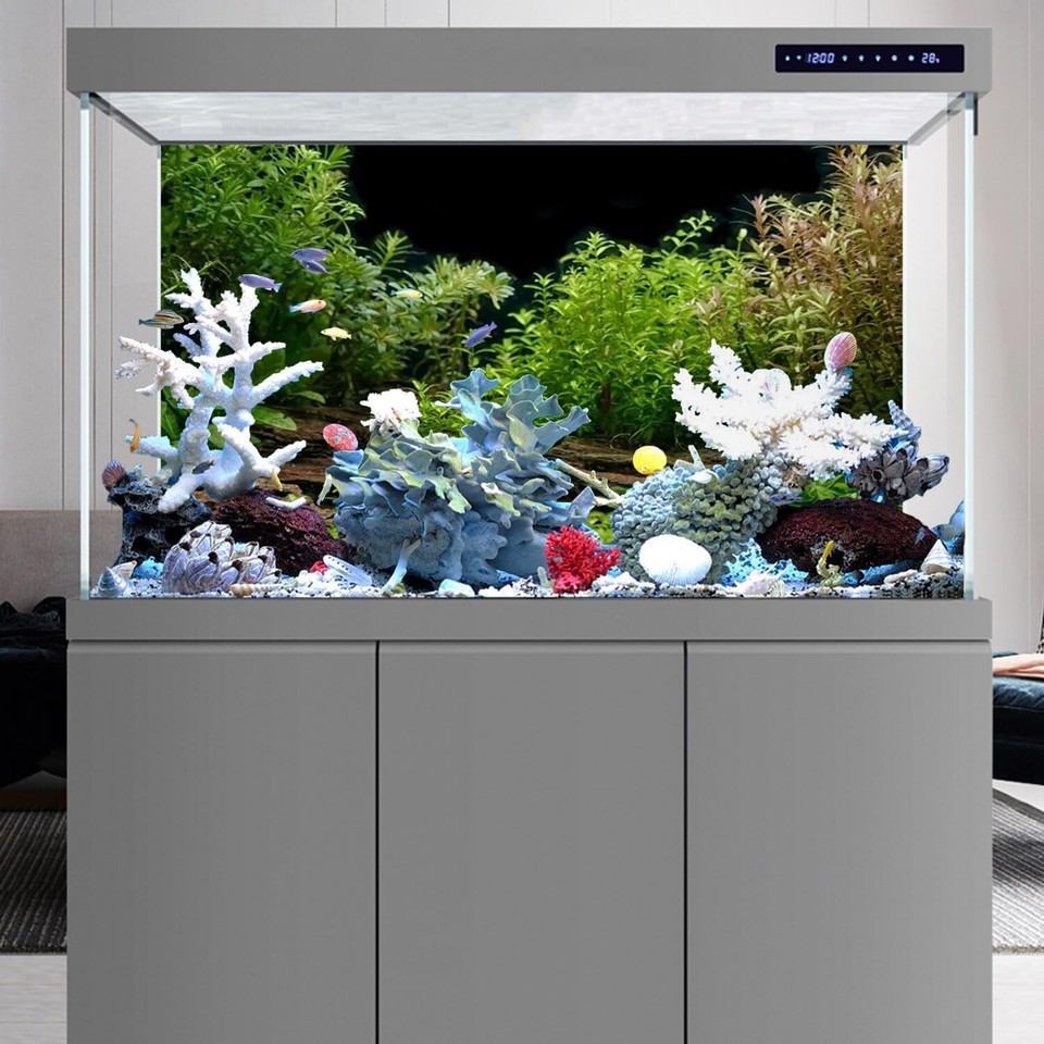 Aquarium Background River Bed & Lake Aquatic Plant Fish Tank Vinyl 48