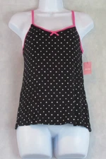 Jenni by Jennifer Moore Junior Heart-Print Camisole Pajama Top, Black, XS