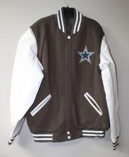 New NFL Dallas Cowboys Reversible faux leather sleeves varsity jacket men's M