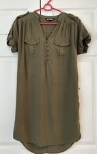 EXPRESS NWOT Women’s Military Look Roll-up Sleeve Stud Pocket Shirt Dress Sz XS