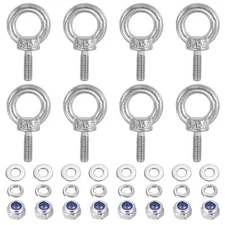 8Pcs M3 x 9mm 304 Stainless Steel Lifting Shoulder Eye Bolt with Nuts Washers