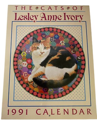 1991 Calendar Lesley Anne Ivory Cats Unmarked Vtg