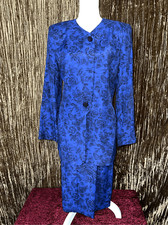 VTG Vintage 2 Piece Skirt Set Indigo Blue Floral Pattern