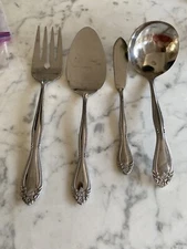 4 pieces - Japan Carlton Stainless CAS4 Flatware Silverware Serving set flower