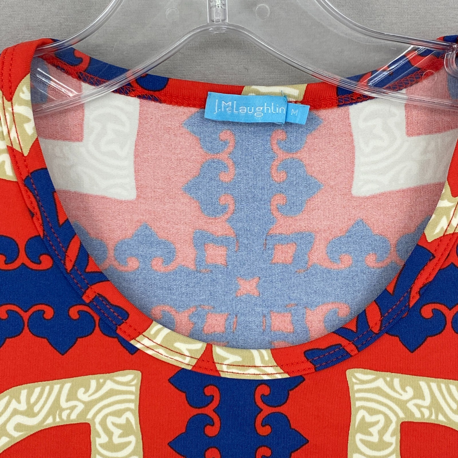 J McLaughlin Top Size Medium Orange Geometric Cre… - image 2