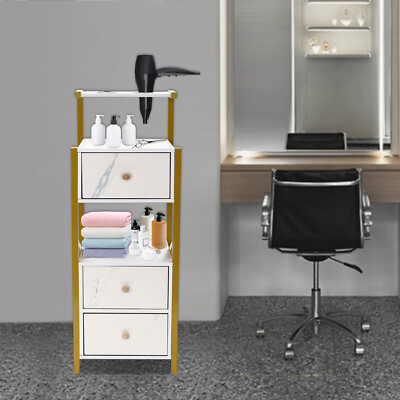 Beauty Salon Station Table Hair Styling Barber Storage Cabinet Shelves W/ Drawer