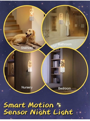 Night Light LED Star Motion Sensor USB Rechargeable Wireless Wall Lamp Kids - Picture 4 of 6