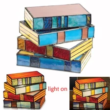 Stained Glass Stacked Books Lamp Tiffany Style Table Lamp Book Lamps Home Decor