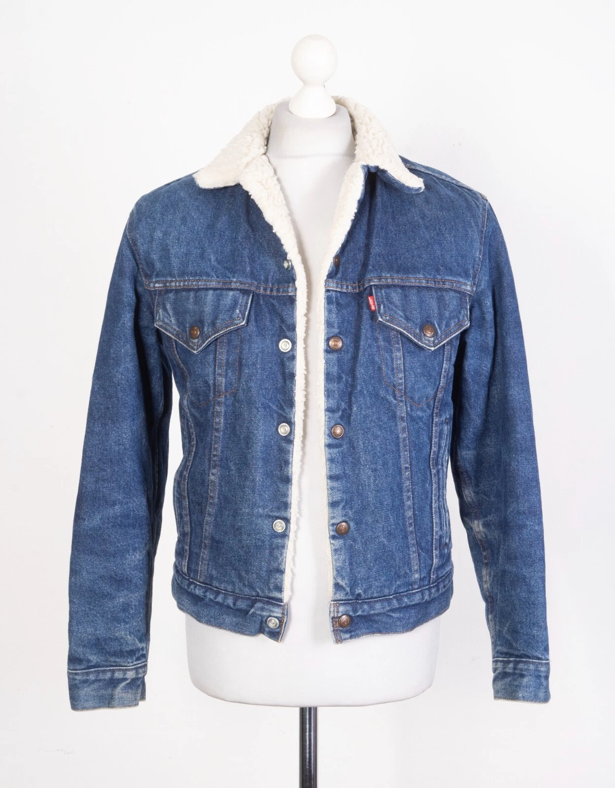 Levis Sherpa Denim Jacket Men's 38 Small Vintage USA