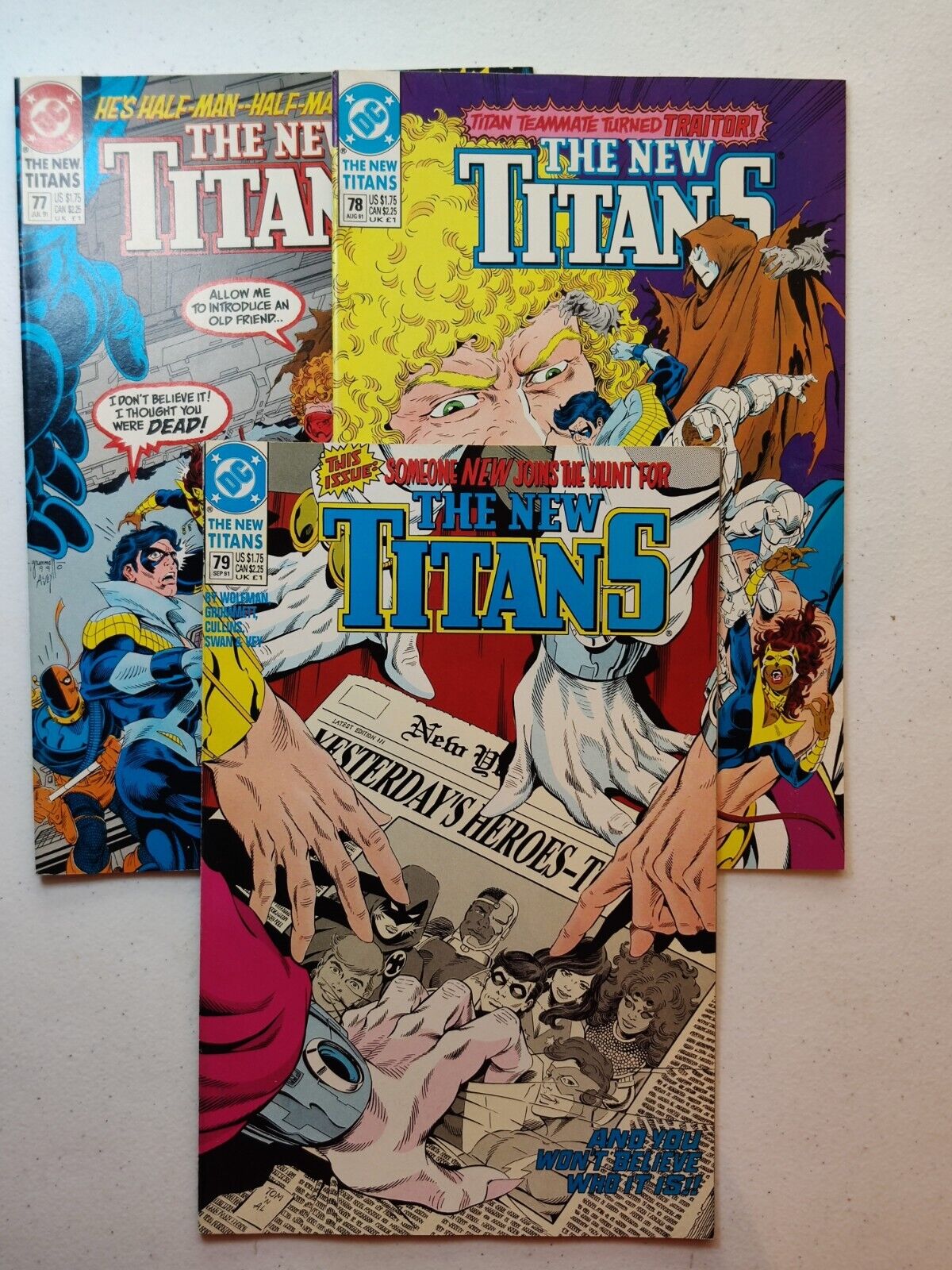 The New Titans #77,78,79 DC Vf/VF- Readers Nightwing Wolfman Lot