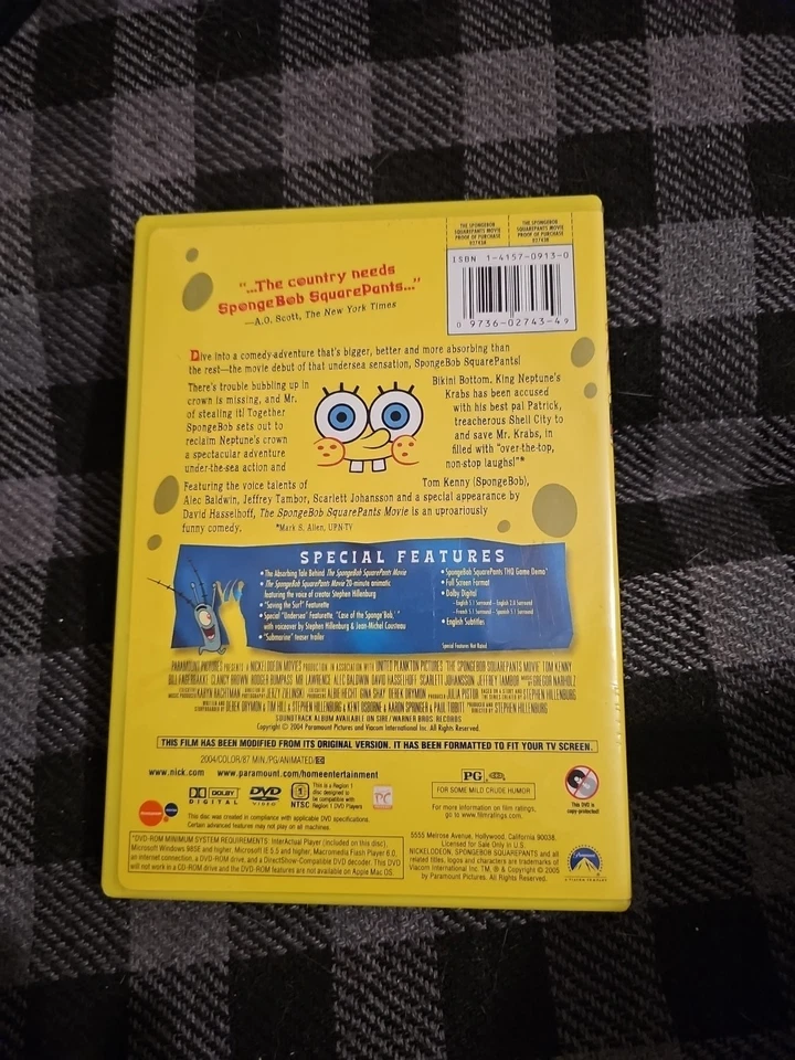 The Spongebob Squarepants Movie (DVD, 2005, Full Screen Collection) - Image 2 of 2