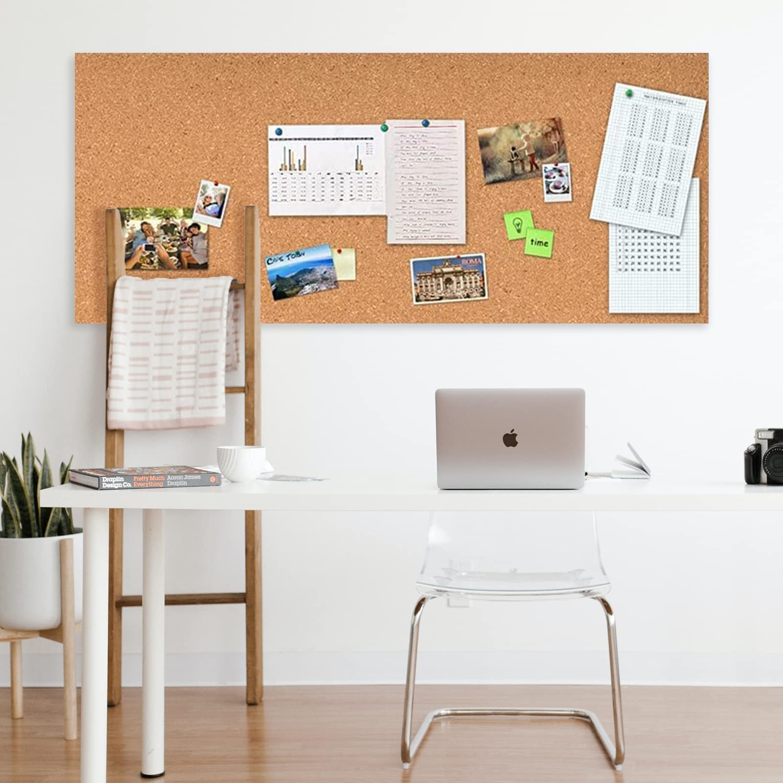 Self-Adhesive Cork Board Roll 47x16 inch 1/8 Thick Bulletin Board Sheet
