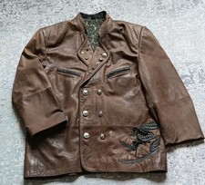 XL mens traditional jacket Janker leather size 56 with hiking shoe trim vintage