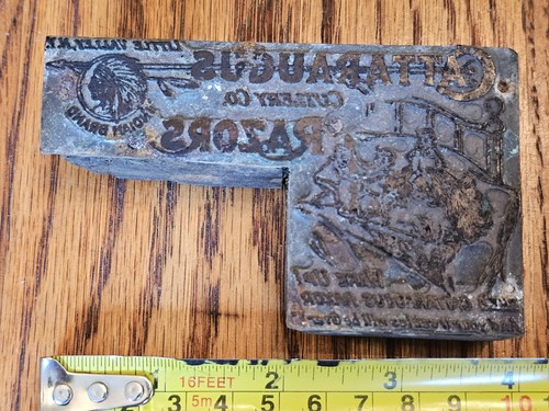 c1900s Cattaraugus Cutlery Co Razors Indian Brand Printer Block Letterpress Ad