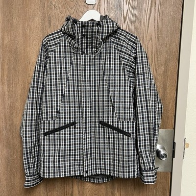 ISAORA Men Cotton Blend Check Hooded Jacket Size Large