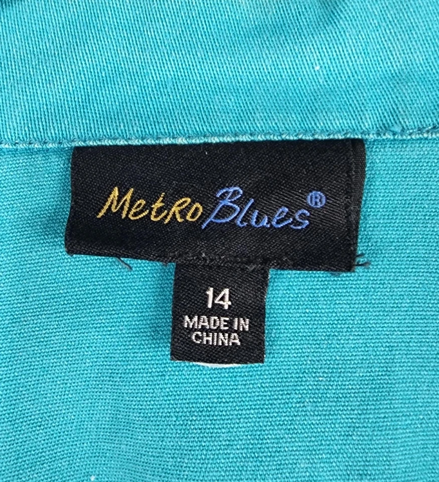 Chaqueta Metro Blues Mujer 14 Turquesa Denim Camionero Elastizada Informal Botón Delantero Foto 3 de 4