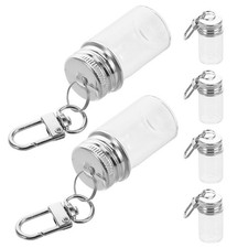 6Pcs Mini Glass Bottle Keychains Reusable Transparent Seasoning Jars for Decor