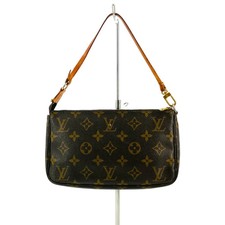 Louis Vuitton Monogram Pouch M40712 Canvas Bag Compact Leather Trim