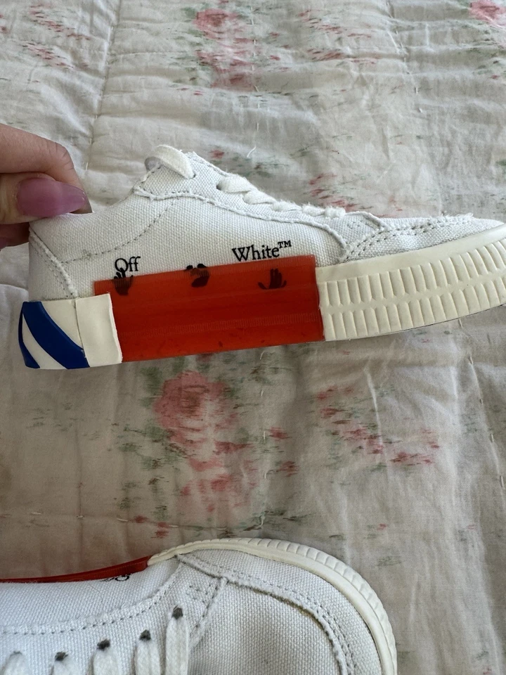 Zapatillas bajas de cuero vulcanizado Off White blancas azules niños talla 29 euros- 11,5 EE. UU. Foto 4 de 4