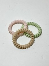 Pastel Spiral Hair Ties Coils Telephone Cord Bands Lot Of 3 Green Pink Brown
