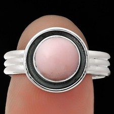 Natural Pink Opal - Australia 925 Sterling Silver Ring s.9 Jewelry R-1468