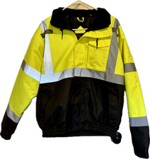 EUC Hi-Vis Insulated Safety Bomber Jacket HIGH VISIBILITY YELLOW, Reflective EUC