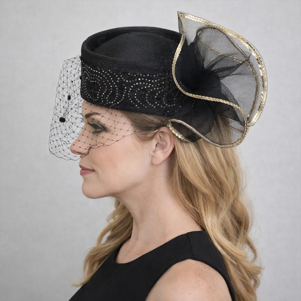 Special Occasion Pillbox Synthetic Vintage Hats for Women  display picture 3