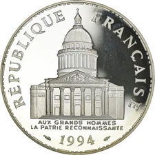 [#183770] Coin, France, Panthéon, 100 Francs, 1994, Paris, Proof, MS, Sil, ver