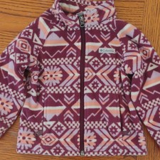 Columbia Girls Geometric Fleece Full Zip Jacket, Long Sleeve, Size 2T