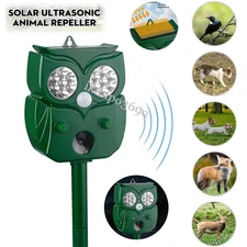 Solar Ultrasonic Pest Repeller Outdoors Animal Pets Bird Repellent Cat Deterrent